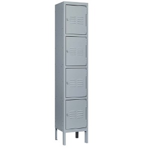 VYNXARIA 4-Door 66"H Metal Locker with Lock - Employee Storage Cabinet for Home Gym, Office, School & Garage, Gray - 1 of 4