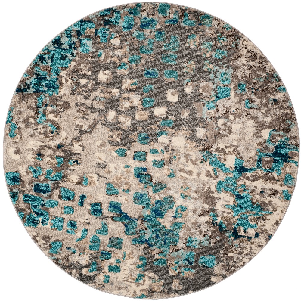 3' Round Shaped Accent Rug Gray/Light Blue - Safavieh