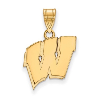 Black Bow Jewelry 14k Yellow Gold Wisconsin Badgers NCAA Medium Pendant