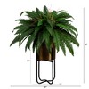 Nearly Natural 35-in Artificial Boston Fern in Brass Metal Planter with Stand - 2 of 4