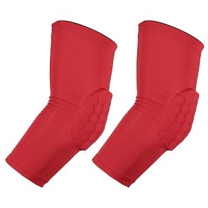Unique Bargains 2pcs Elbow Brace Support Sleeve Elbow Pad Sleeve for Women Men Red L Size - 1 of 3