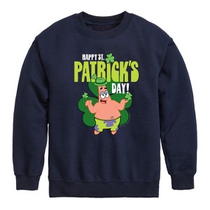 Boys' - SpongeBob Squarepants - Happy St Patricks Day Graphic Long Sleeve Fleece Sweatshirt - 1 of 4