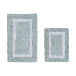 Hotel Bath Rug 100% Premium Cotton Tufted Weave Two Tone Reversible 2 Piece Bathroom Rug Set, Super Soft & Water Absorbent, Machine Washable Bathmat - 1 of 4
