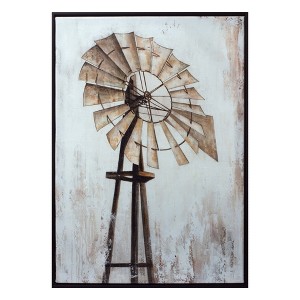 Framed Windmill Canvas Wall Art – 28"H Rustic Farmhouse Print on Polyester Canvas by Melrose - 1 of 3