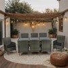 9 piece Outdoor Patio Wicker Dining Set Patio Wicker Furniture Dining Set Glass Top Grey Wicker + Black Cushion - 4 of 4