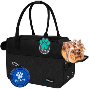 PetAmi Dog Purse Carrier, Airline Approved Soft Sided Pet Carrying Bag Pockets, Ventilated Puppy Cat Travel Carry Tote, Fleece Bed - 1 of 4