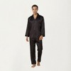 Anna-Kaci Men's 2-Piece Set Satin Pajamas with Subtle Stripe Pattern and Button-Up Top - 2 of 4