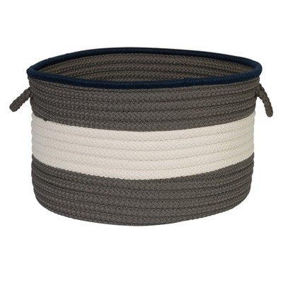 Colonial Mills Color Block Round Basket - Gray Navy 24"x24"x14" 100% Polypropylene Round