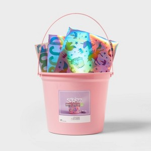 8"x9" Round Plastic Easter Bucket with Stickers Pink - Spritz™ - 1 of 2