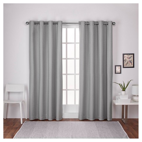 108 X54 London Thermal Textured Linen Grommet Top Blackout Window Curtain Panels Light Gray Exclusive Home Target