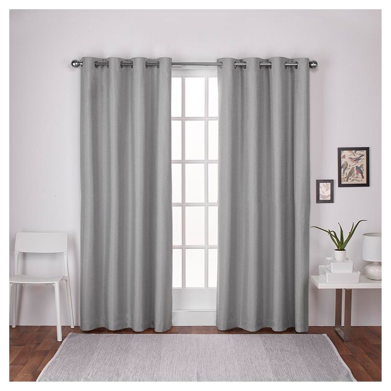 London Thermal Textured Linen Grommet Top Blackout Window Curtain Panel - Exclusive Home™, 1 of 7