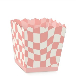 Big Dot of Happiness Pink Checkered Party - Party Mini Favor Boxes - Treat Candy Boxes - Set of 12 - 1 of 4