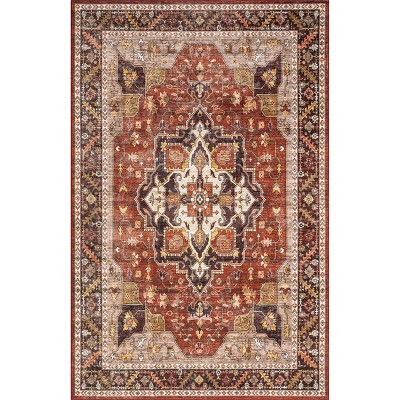 Nuloom Hera Medallion Spill Proof Treated Pet Friendly Premium Machine Washable Area Rug