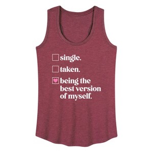 Women's - Instant Message - Single, Taken, Best Version of Myself Graphic Racerback Tank - 1 of 4