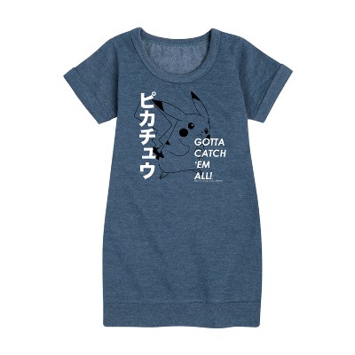- Pokémon - Pikachu Japanese Graphic Short Sleeve Fleece Dress