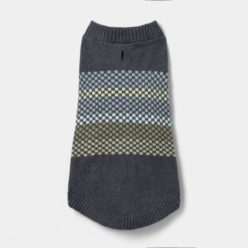 Fairisle Stripe Cool Colorway Dog and Cat Sweater - Gray - Boots & Barkley™, 3 of 11