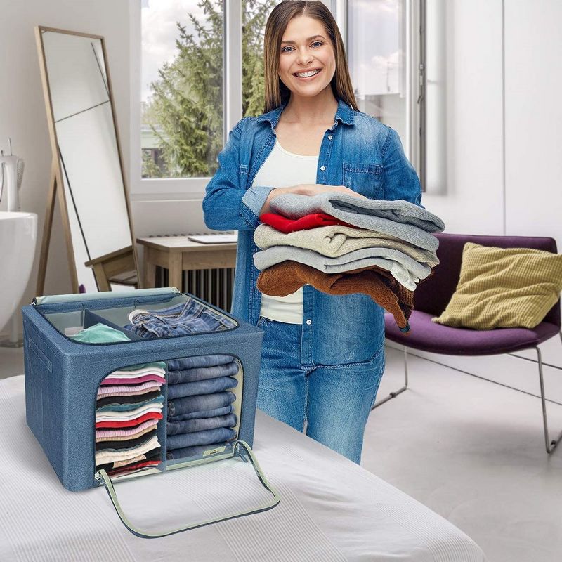 Sorbus Stackable & Foldable Clothes Organizer Storage Bins with Divided Interior, Large Window, & Carry Handles, 4 of 6