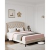 Bed Frame with Headboard – Upholstered Velvet Platform Bed, Rivet Button Tufted, Heavy Duty, No Box Spring - 3 of 4