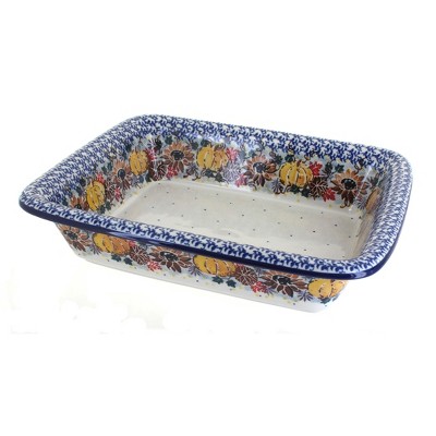 Blue Rose Polish Pottery Harvest Bounty Medium Rectangular Baker