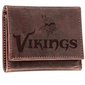 Evergreen NFL Minnesota Vikings Brown Leather Trifold Wallet Officially Licensed with Gift Box - 1 of 1