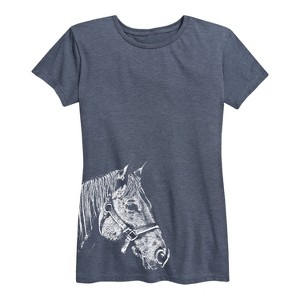 Women's - Instant Message - Side Profile Horse Short Sleeve Graphic T-Shirt - 1 of 4