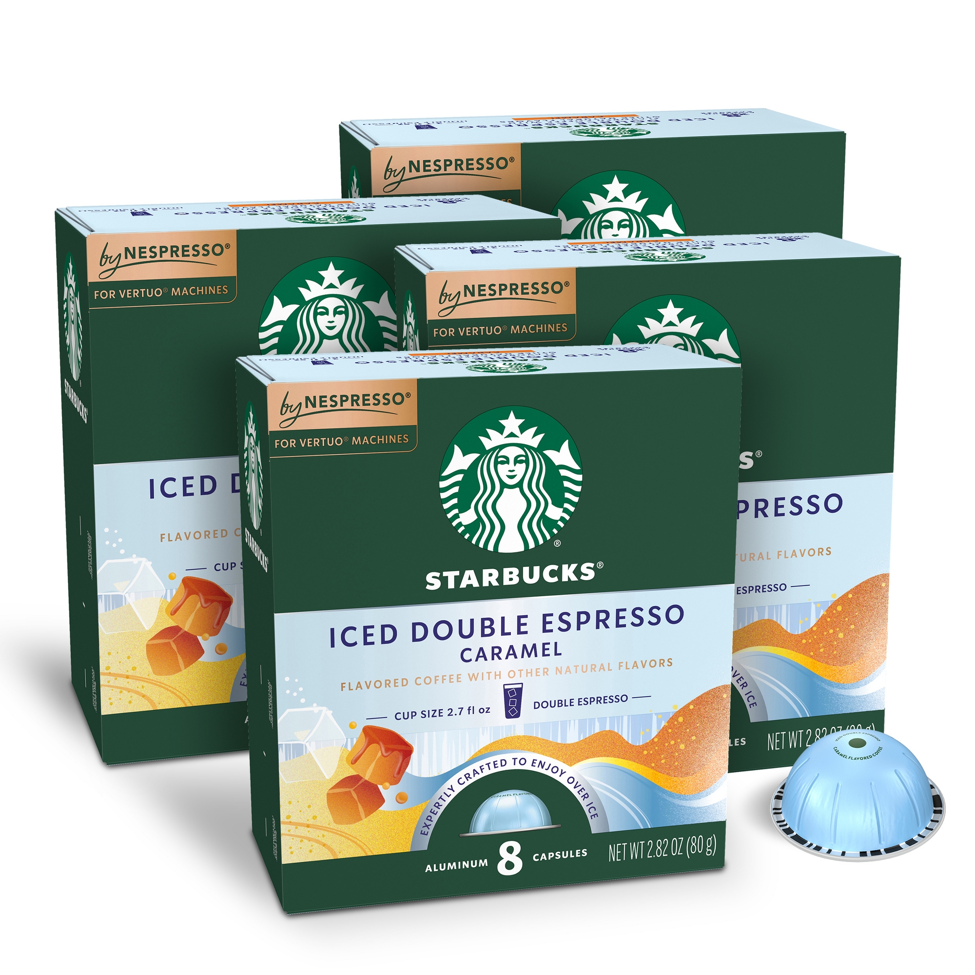 Starbucks by Nespresso Vertuo Line Iced Double Espresso Caramel Flavored Light Roast Coffee Pods - 32ct