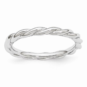 Black Bow Jewelry 2.25mm Rhodium Plated Sterling Silver Stackable Expressions Twist Band - 1 of 4
