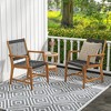 Costway Patio 2pcs Acacia Wood Dining Chairs All-Weather Rope Woven Armchairs Outdoor - 4 of 4