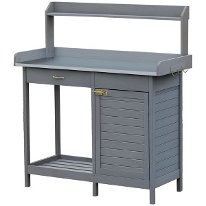 Aghana Digitals Fir Wood Outdoor Garden Workstation with Metal Screen, Storage Drawer, Shelves & - 1 of 4