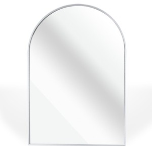 GlasFlength Decorative Wall Mirrors Elegant Arched Mirror with Metal Frame Simple Design for Bathroom and Living Spaces, Silver, 32"*24"*1.1" - 1 of 4
