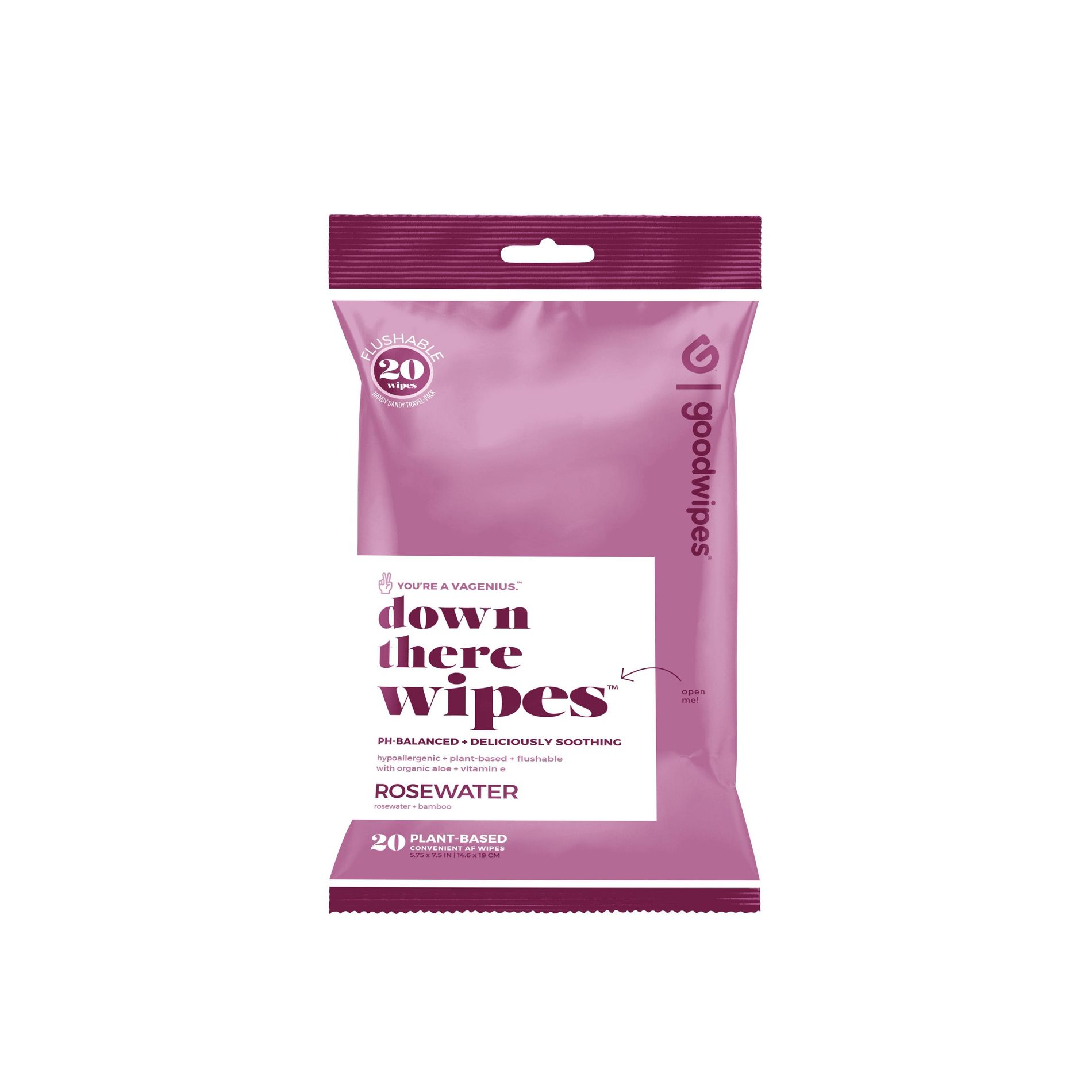Goodwipes Flushable Down There Cleansing Wipes - Rosewater - 20ct