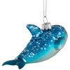 Northlight Dolphin Glittered Glass Christmas Hanging Ornament - 4.75" - Sea Blue and White - 4 of 4