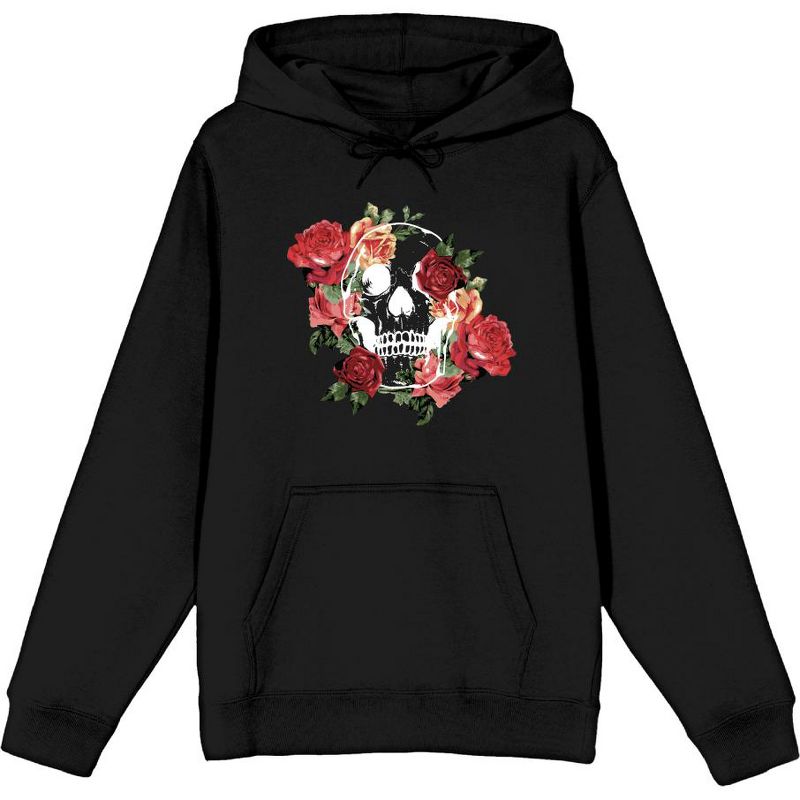 Natural World Skull & Roses Long Sleeve Adult Hooded Sweatshirt, 1 of 3