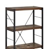 INFURNIC Decorative Bookshelf 3 Tier Open Storage Shelf with Weathered Oak Top and Metal Frame, Black, 11"*24"*43" - 4 of 4