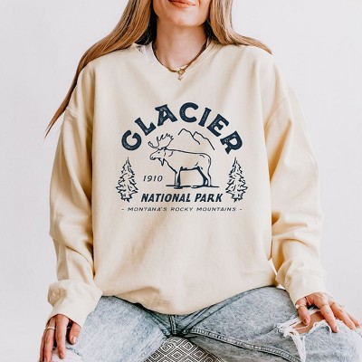 Simply Sage Market Women's Lightweight Garment Dyed Graphic Sweatshirt  Vintage Glacier National Park