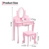 Kids Vanity Tables Set with Mirror & Drawers, Princess Makeup Dressing Table and Stool Playset for Girls, Wooden Pretend Play Set - 4 of 4