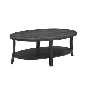 Vynxaria Anze Contemporary Oval Wood Shelf Coffee Table - Stylish & Durable Design - 1 of 2