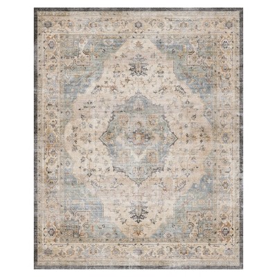MontVoo Oriental Machine Washable Area Rug Lake Blue