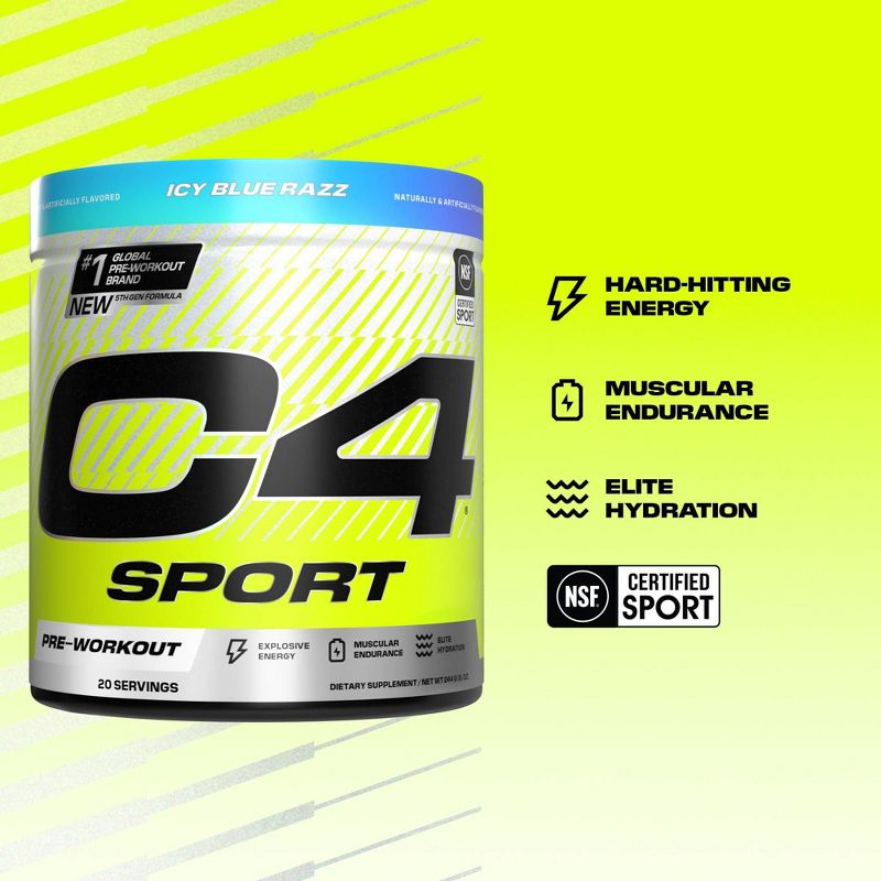 Cellucor C4 Sport Pre-Workout - Blue Razz - 8oz/20 Servings, 4 of 9