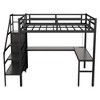 NicBex Full Size Bunk Bed with "L" Shape Desk Metal Frame Bed Frame with Storage Stairs, Cabinet, Guardrails and Adjustable Shelf, Black - 4 of 4