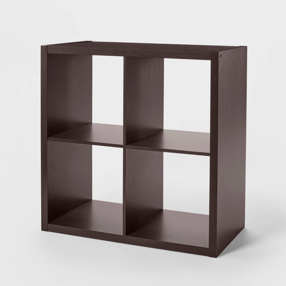 Photos - Wall Shelf 4 Cube Organizer Espresso - Brightroom™: Versatile Bookshelf, MDF & Partic