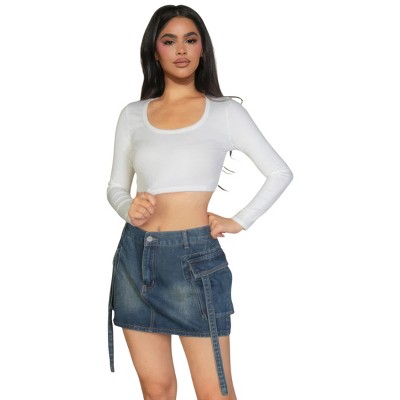 Slickblue Women's Slim Fit Rib Knit Square Neck Top, Long Sleeve, Stretch Fabric, Casual Style, Black/White, Size S-L