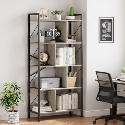 5 Tier Bookshelves with Storage, 61 Inch Tall Industrial Book Shelf with Open Display Bookshelves