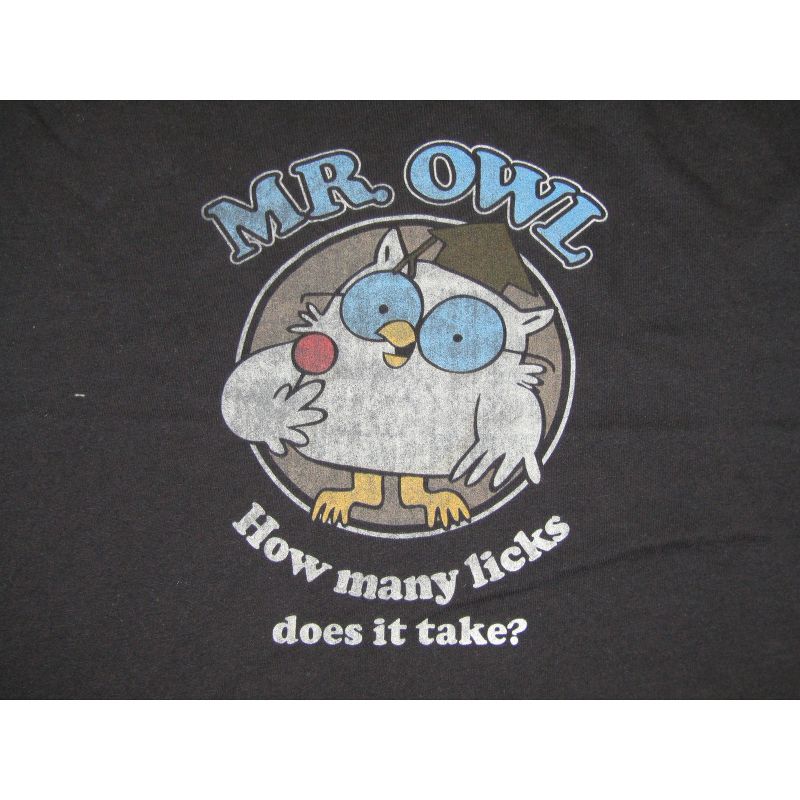Tootsie Pops Mr. Owl Juniors Black Crop Top T-shirt, 2 of 3