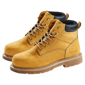 VEVOR Steel Toe Work Boots, Waterproof Work Boots for Men, Slip-Resistant Work Boot, Lightweight and Breathable, Brown Yellow - 1 of 4