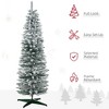 6' Snow Flocked Artificial Pencil Christmas Tree, Slim Xmas Tree with Realistic Branches and Plastic Base Stand for Indoor Decoration - 4 of 4