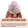 Tirrinia Women's Wide Brim Sun Hat with Floral Scarf, Foldable UV 50+ Protection Sun Cap for Outdoor Garden Beach Hiking Travel, Summer Essentials - 3 of 4