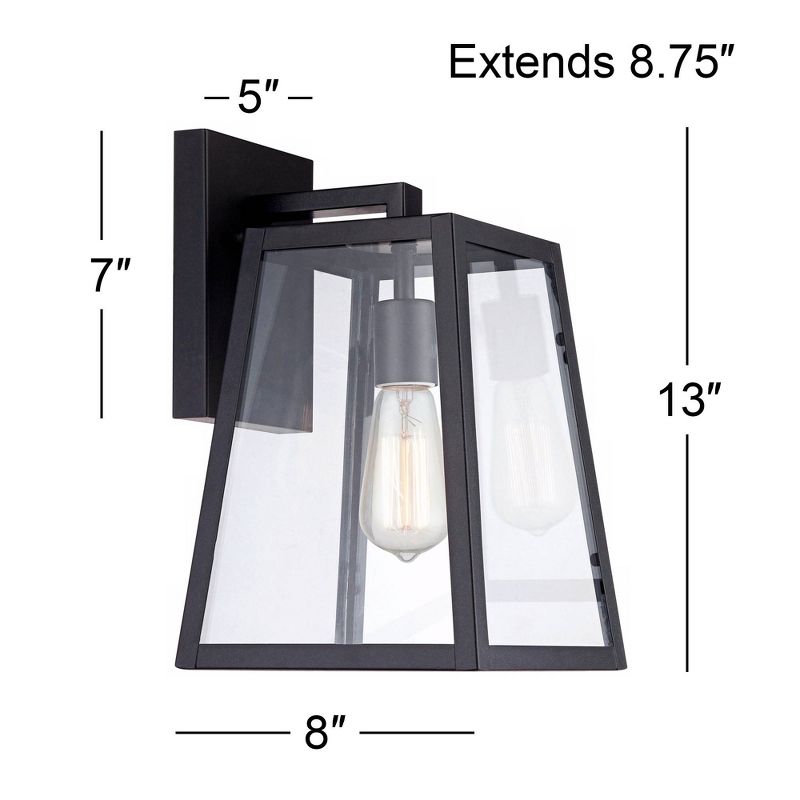 John Timberland Arrington Modern Wall Light Sconces Set of 2 Mystic Black Hardwire 8" Fixture Clear Glass for Bedroom Bathroom Vanity Living Room Home, 4 of 8