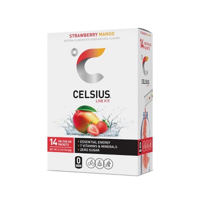 Celsius On-the-go Powder Stick Packs, Strawberry Mango- 2.5 Oz Stick (Pack of 14)