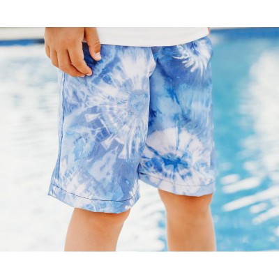 City Threads Boys Recycled Polyester UPF 50+ Soft Stretch Below-the-Knee Printed Swim Board Shorts | Blue Hawaii - 8Y — фото 4